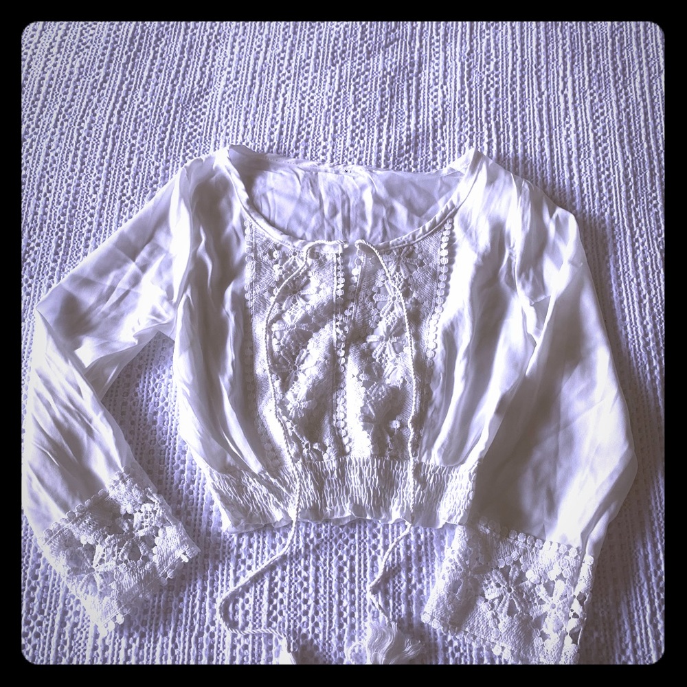 Lace White Crop Top